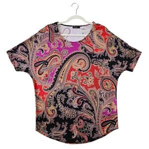 ETRO Women's Multicolored Paisley 100% Silk Bohemian Top Sz M (Approx)